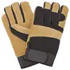 OEM leather labor working gloves cowhide palm knit cuff with cotton back safety gloves