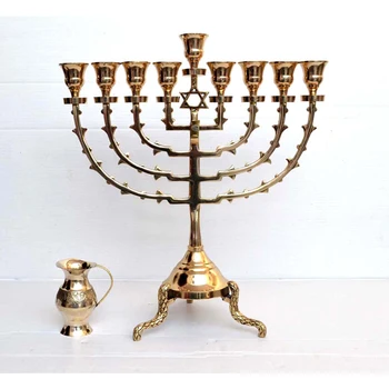 Large 15 Inch Brass Jewish Oil Menorah Hanukkah - Buy Menorah,Jewish ...