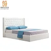 Modern appearance bedroom furniture white button headboard pu leather bed