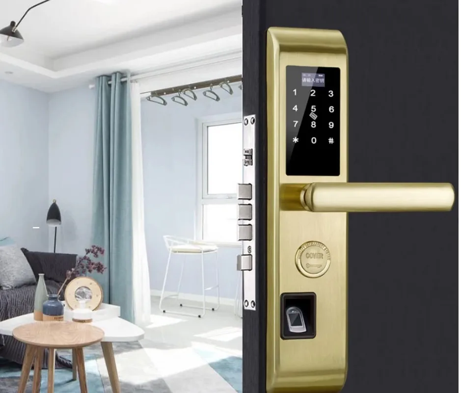 公寓生物识别安全无线应用程序电指纹智能数字门锁 kf158b