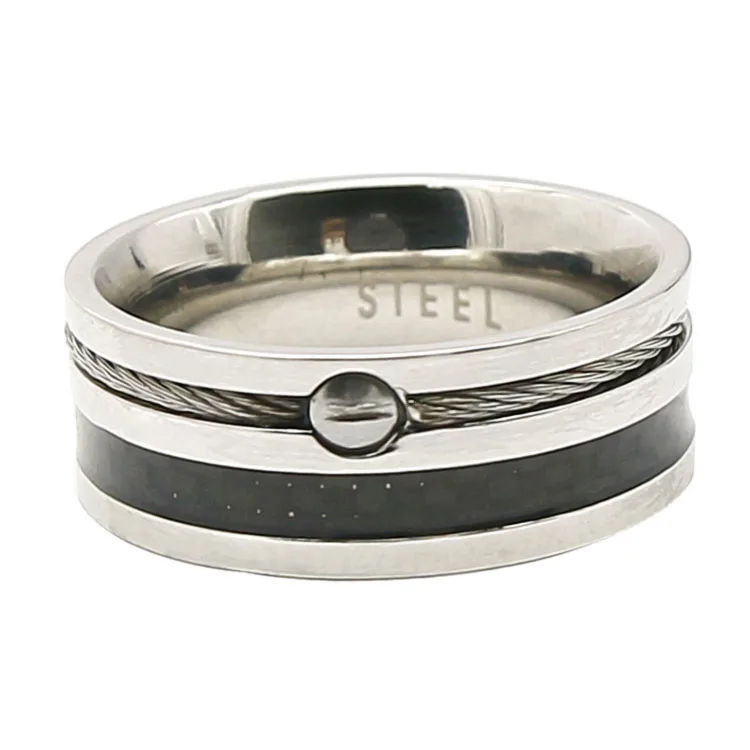 碳纤维和钢丝绳男士戒指不锈钢 - buy unique ring,stainless steel