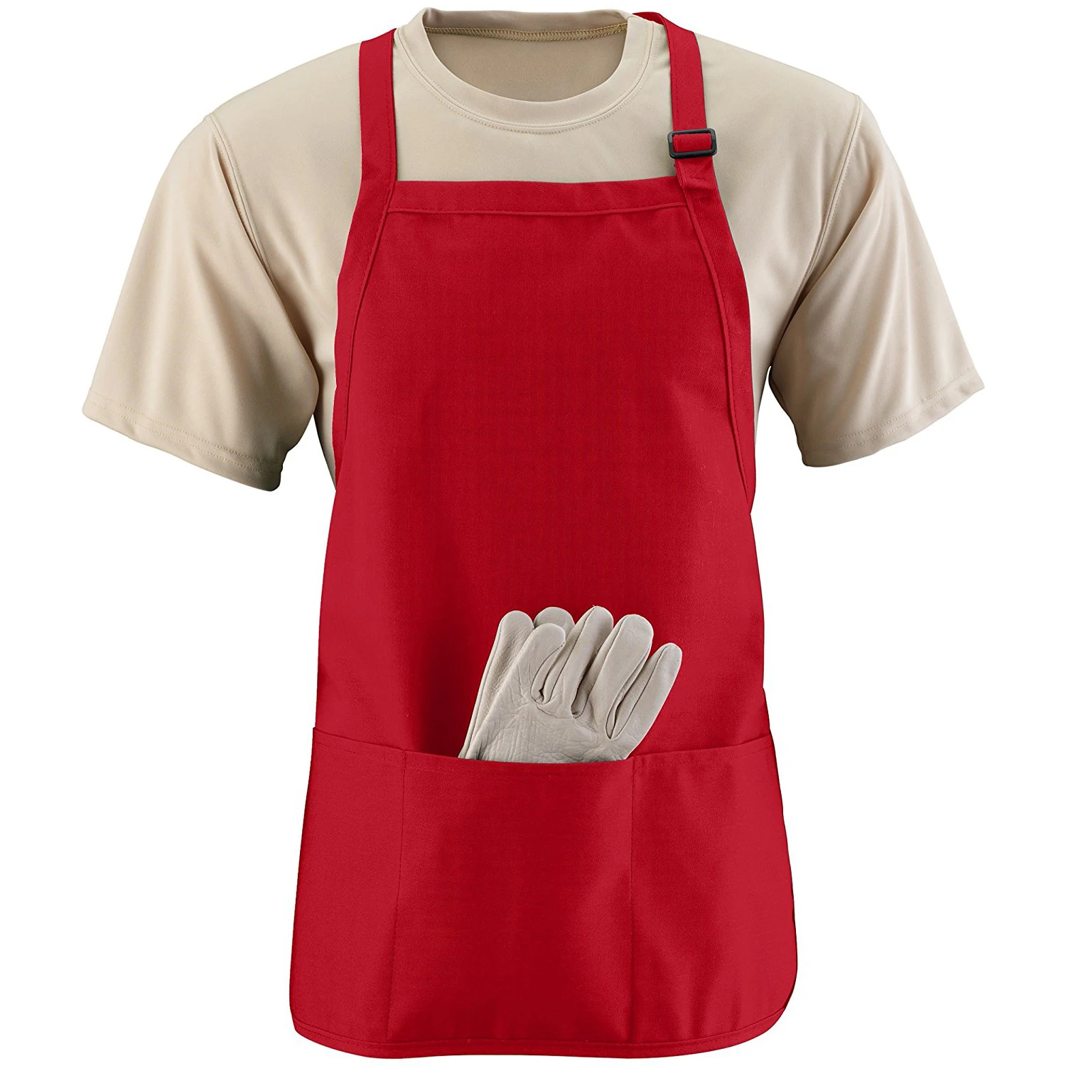 Professional Catering Butchers Bib Apron 100% Cotton Woven Stripe with Pocket 