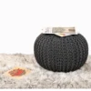 Grey Macrame Indian Handmade Home Decor Ottoman Cotton Foot Stool knitted pouf