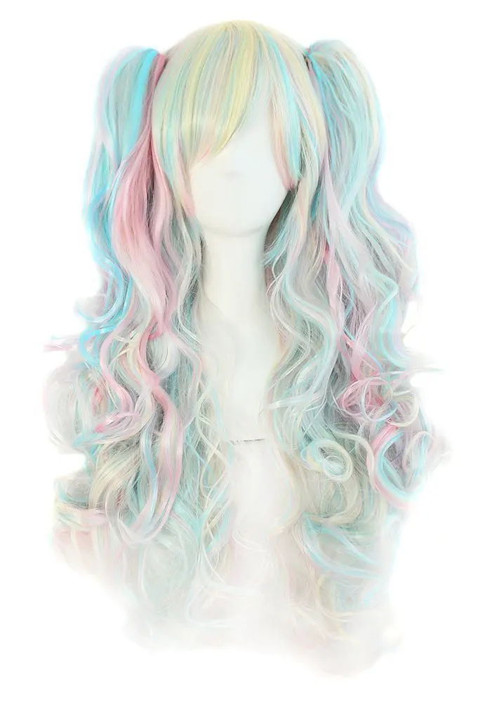 blonde pink and blue wig