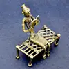 Lady on cot home decor dhokra alloy bronze tribal sculpture