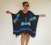 Casual Wear Super Soft Rayon New Hand Painted V Neck Dragonfly Pattern Tunic Caftan Beach Cover Up Perfect For Pool & Resort