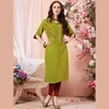 Daily Wear Designer Embroidery Work Straight Cut Rayon Kurtis For Women