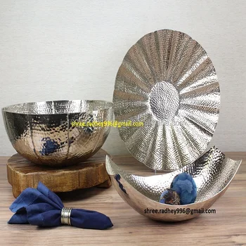 Hammered Decorative Bowl Silver Fruit Bowls Aluminum Hammered Bowl