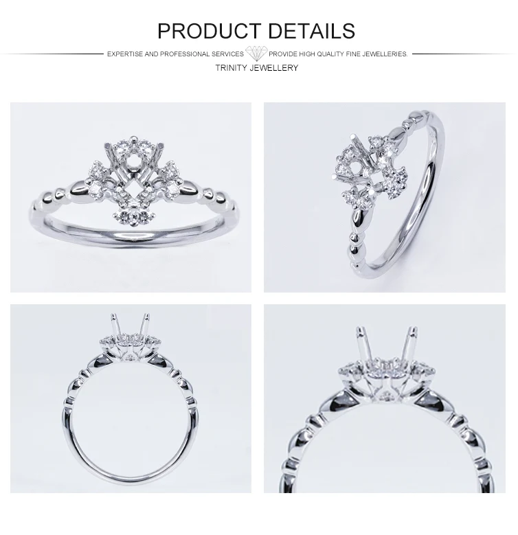 Hong Kong High Quality 18k White Gold Prong Setting White Round 1gram