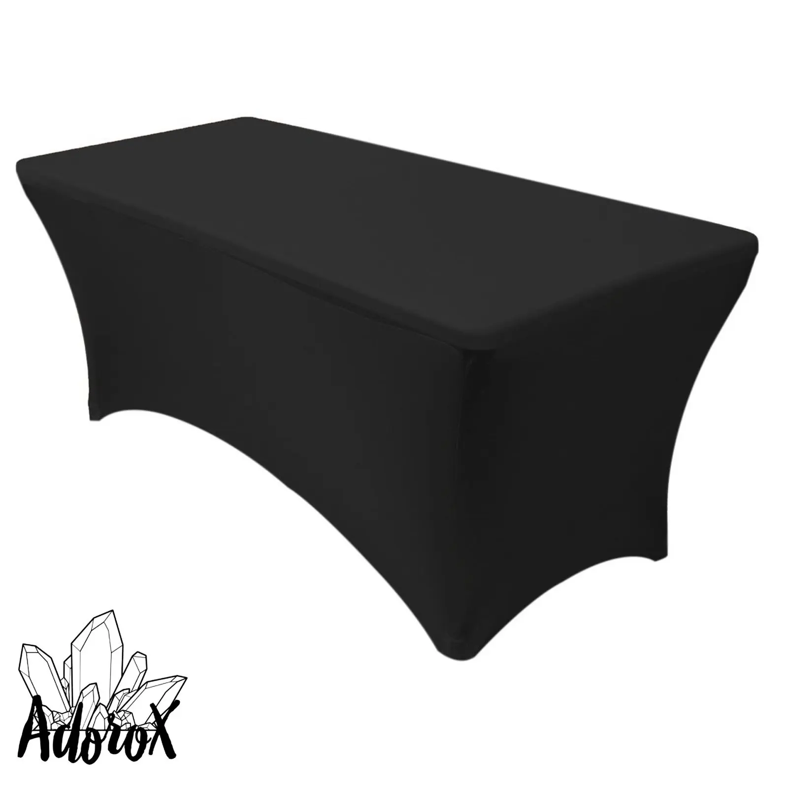 Adorox (2 Pcs 4 ft Black) Stretch Fabric Spandex Tight Fit Table Cloth Cover
