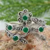 Engagement purpose green onyx gemstone 925 sterling silver ring wholesale indian gemstone silver jewelry