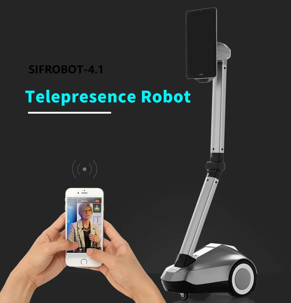 Shopping Guide Face & Speech Recognition SIFROBOT-4.1 Remote Control Telepresence Robot for Better Costumer Experience