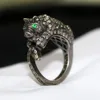 Rare Tiger Ring with natural diamond and emerald - one of a kind rare tiger ring with precious stones