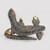 Solid 925 Sterling Silver Jewelry Black Pave Diamond Lizard Shape Bangle
