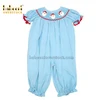 Lovely Santa Claus smocked long bubble for baby girls
