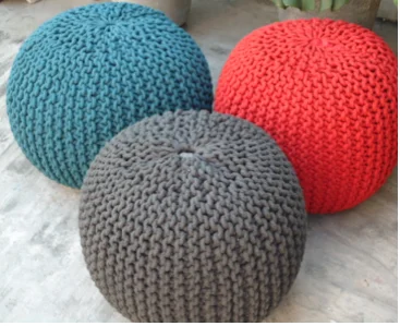 knitted rope pouf