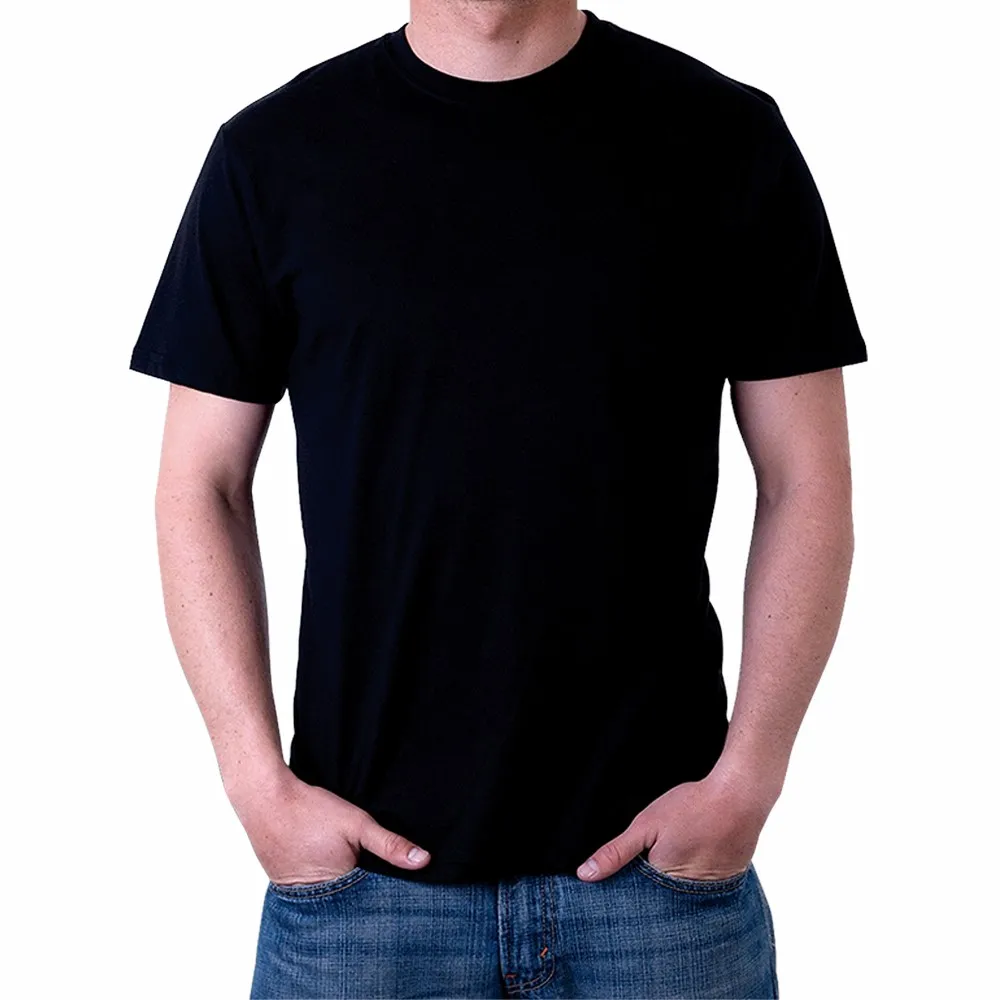 100% Super Soft Black Cotton Carded 30s Blank T Shirt/ Plain T Shirt ...