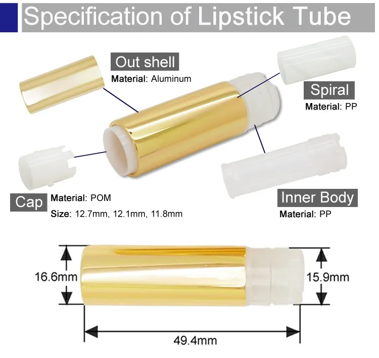 Pom Bright Gold Lipstick Tube Packaging Lip Balm Makeup Container Buy