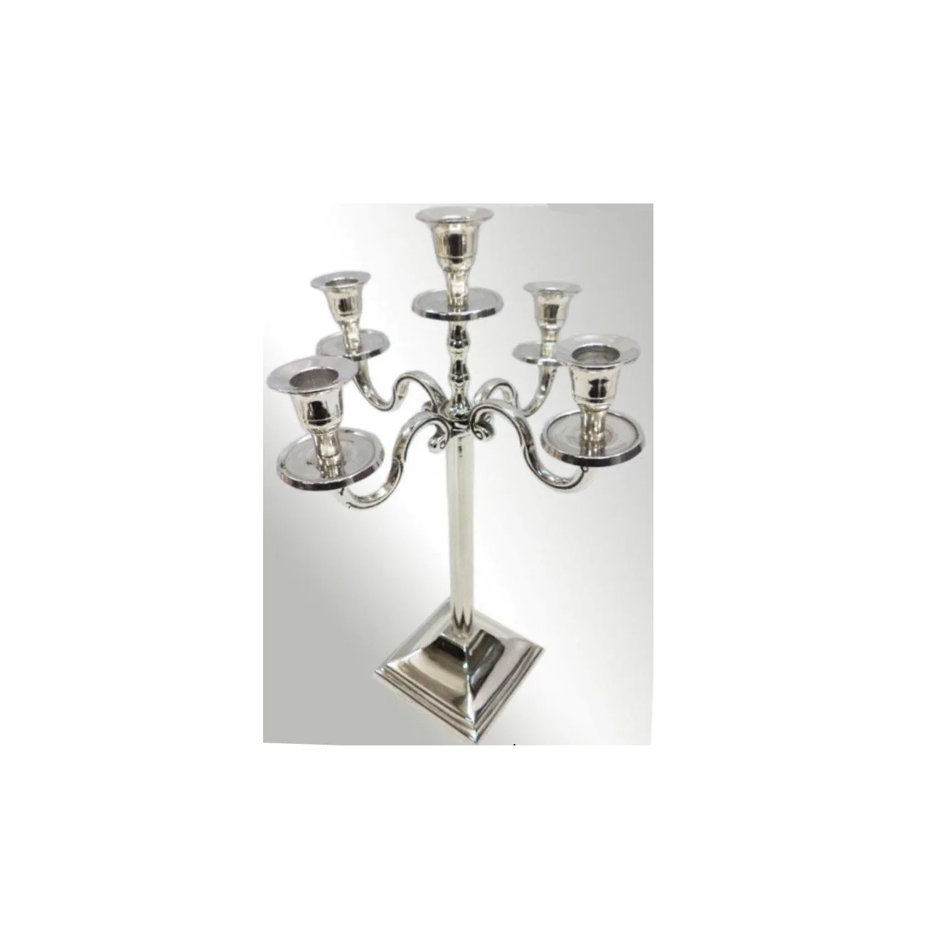 Wedding Gold Candelabra With Glass Chimney In Aluminium For Wholesale