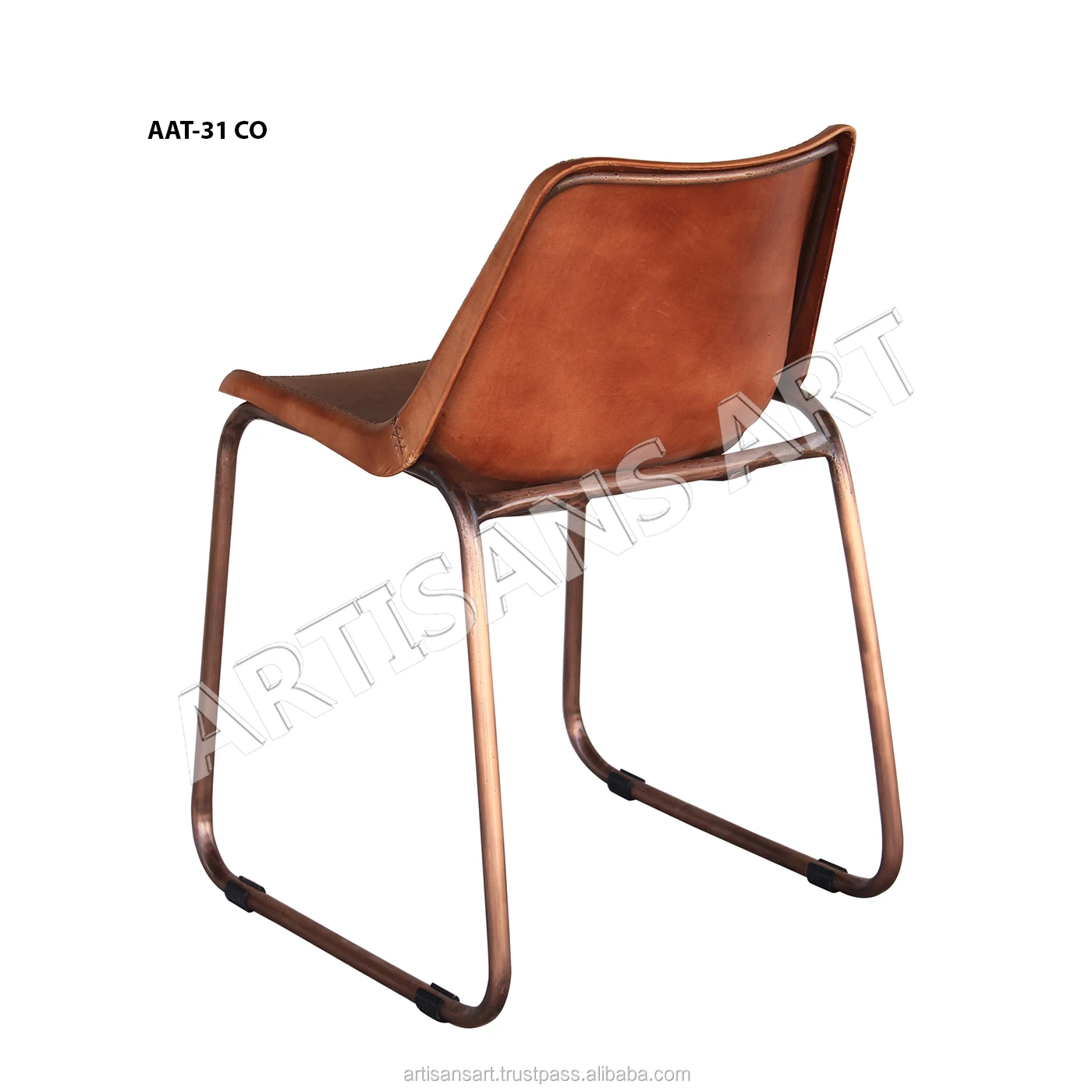 Industrial Modern Comfortable Dining Leather Chair With Metal Base
