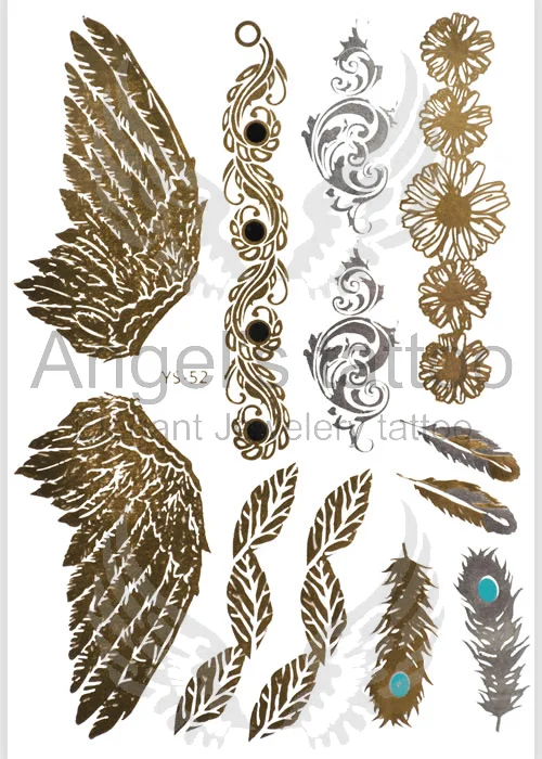 Fashionable Woman Jewelry Artemis - Flash Metallic Temporary Tattoo - Gold / Silver / Turqoise Color