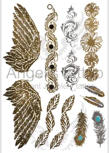 Fashionable Woman Jewelry Artemis - Flash Metallic Temporary Tattoo - Gold / Silver / Turqoise Color