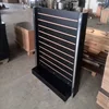 Modern retail store clothing combing wooden slat wall shoe display customized metal material slat wall gondola displays