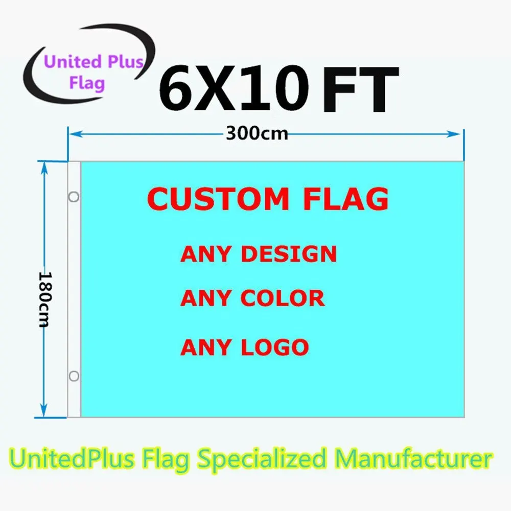 Unitedplus 6x10 Foot custom flag-100D Polyester Polyester with Brass Grommets - Customize Flags And Banners For Sport Outdoor Banner custom flag- Advertising Banner (6X10 FT)