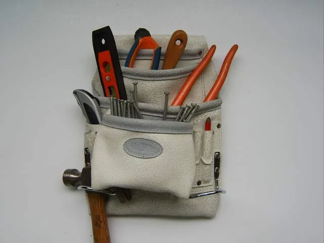 2 10 POCKET HEAVY DUTY TAN SUEDE LEATHER NAIL AND TOOL POUCH WITH BELT