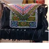 Banjara Hand Beaded Patch Work Leather Fringe Gypsy Tote Clutch Bag