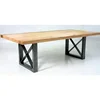 Industrial & vintage Black Iron metal X design Dining Table with acacia live edge wood top