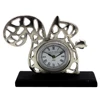 Rough Nickel Aluminum Table Clock with wooden base