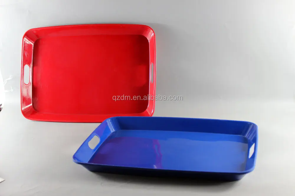 Solid Melamine Blue Tray Red Trays With Handles