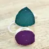 Natural Green,Purple Druzy Ring 24k Gold Plated Adjustable Ring Wholesale Jewelry India