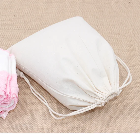 Customized Packing Cotton Linen Drawstring Bag For Colorful Cotton