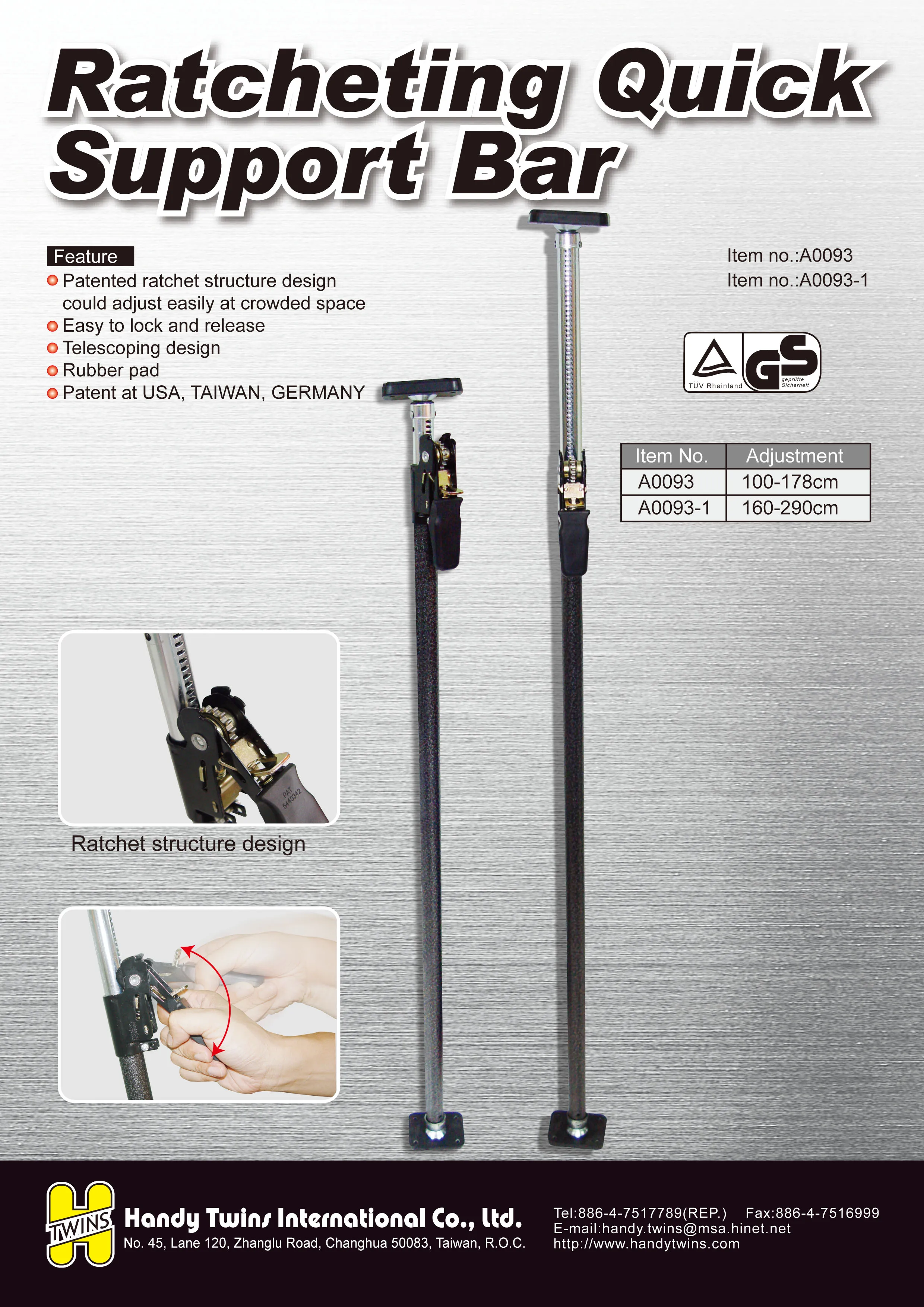 Adjustable Ratchet Cargo Bar For Drywall Support Poles Buy Rachet