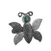 Silver Gemstone Insect Jewelry Natural Emerald Pave Diamond Bug Ring