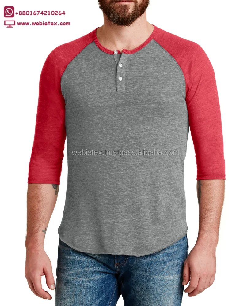camiseta henley raglan