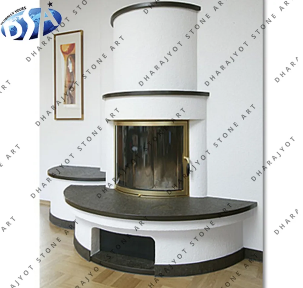 White Black Marble Half Round Hearth Chimney Fireplaces Buy