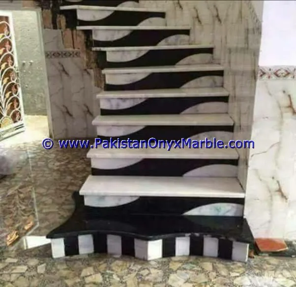 Luxurious Decorative Marble Stairs Steps Risers Jet Black Ziarat