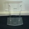 Clear Acrylic Lucite Pedestal Base Side Table, End/Coffee/Snack Table