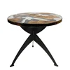 Industrial Ultra Clear Epoxy Resin Walnut Live Edge Wooden Round Coffee Table