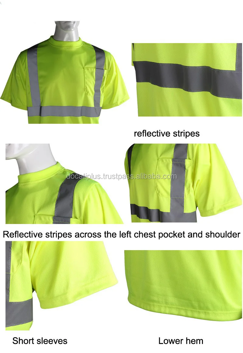 L&M Hi Vis Class 3 T Shirt Reflective Safety Lime Orange Short Long Sleeve HIGH Visibility Black Bottom 