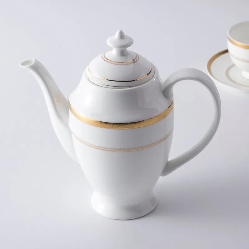 product-Best Seller Unique Fine Bone China Hotel Use Ceramic Ware Dinnerware Sets, Gold Rim Tablewar