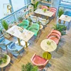 Commercial Furniture Restaurant Set Modern instagram popular light Luxury stainless steel restaurant marble table and chair set