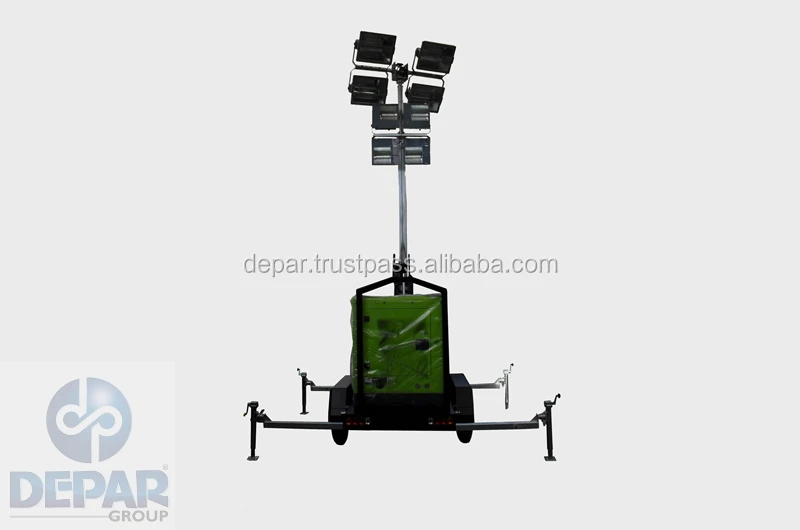 Mobile Generator Light Tower 80.000lumen 10kw genset EN Power with Trailer Single Axle Manual Mast