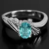 DAZZLING NATURAL AAA PARAIBA BLUE APATITE OVAL STERLING 925 SILVER RING SIZE 6.5