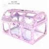 100% Food grade Clear plastic candy box Medium size Pink treasure chest jewelry box