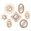 Square rattan vintage mirror