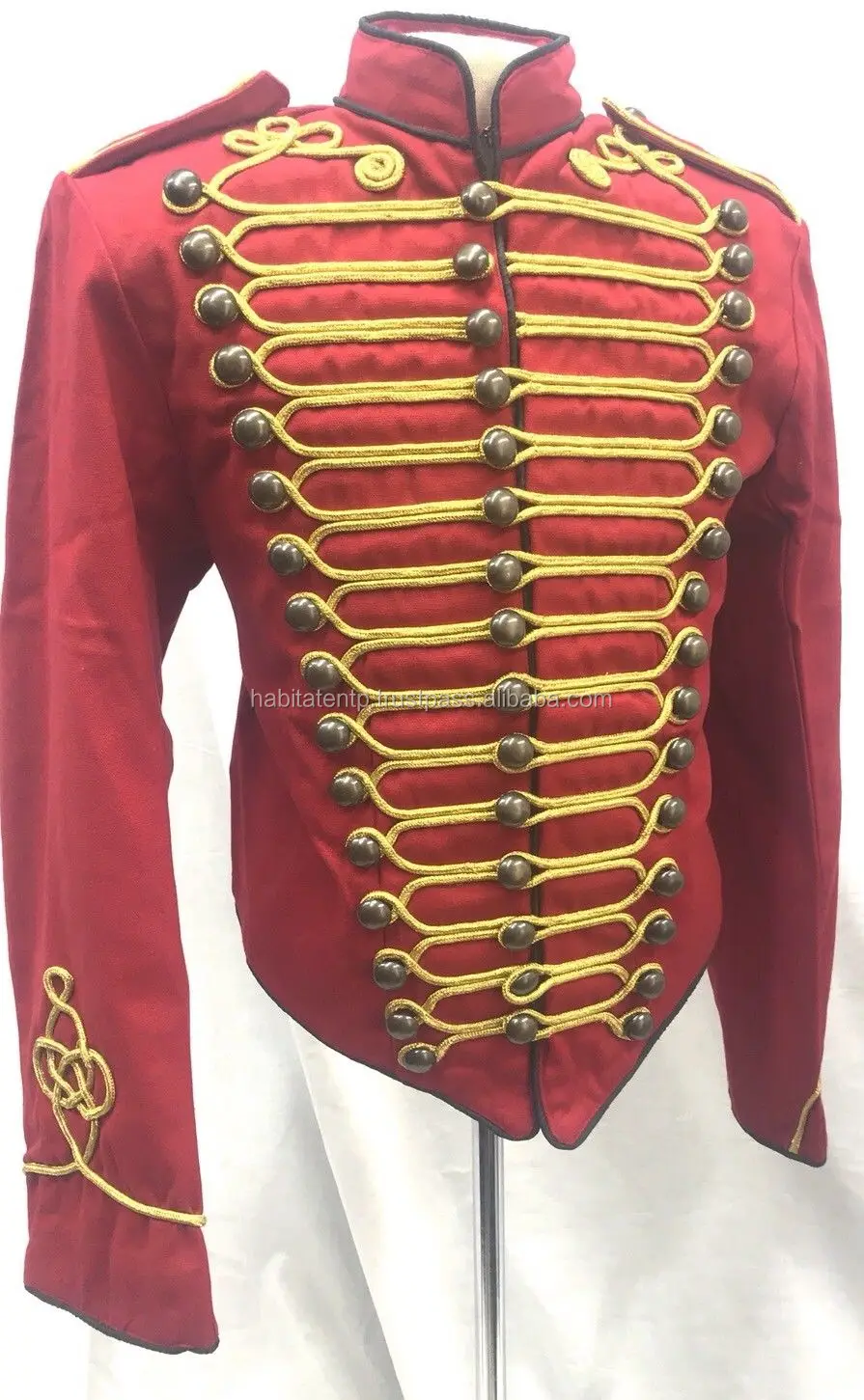 Men's Army Military Hussar Jacket Red With Gold Braiding Inchest Buy